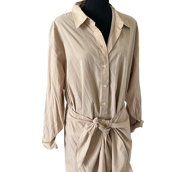 Universal Thread Women’s Shirt Dress Size XL Beige Tie Front Long Sleeve NWT - Picture 4 of 8